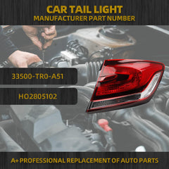 Right Passenger Side Tail Light Assembly with Bulb Compatible with 2013 2014 2015 Honda Civic 4-Door Sedan Brake Rear Lamp Replaces# HO2805102 33500-TR0-A51