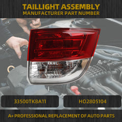 Halogen Right Tail Light Assembly Compatible with 2014-2017 Honda Odyssey Taillight Rear Lamp Passenger Side Bulb Included Replace#HO2805104 33500TK8A11
