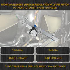 Front Passenger Side Power Window Regulator with Motor Assembly Comptible with Nissan Rogue 2014-2020 Sport Utility Replace #748-016(2Pins)