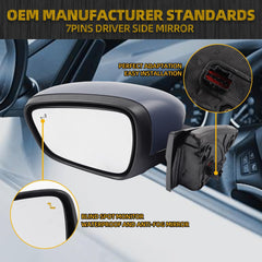 Driver Side Mirror Compatible with Ford Escape 2020 2021 2022 2023 Power Glass Heated with Blind Spot Dectection Left Door Mirror Assembly Primed 7Pins Replaces LJ6Z-17683-AFT