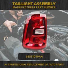 Halogen Left Tail Light Compatible with 2025 Dodge Ram 1500 Rear Lamp Assembly Tail Lamp Driver Side Red Bezel Replace#68531049AA