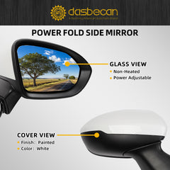 Right Passenger Side Mirror-Compatible with Chevy Cruze 2016-2019 Power adjustment Manual fold Non-Heated-Side View Mirror Assembly Replace GM1321541 (3 pins) White