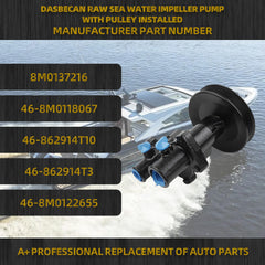 8M0137216 Raw Sea Water Impeller Pump with Pulley Installed Compatible with 2000 and Newer Mercury Mercruiser V6&V8 4.3L 5.0L 5.7L 6.2L, Replaces# 46-8M0118067, 46-862914T10, 46-862914T3