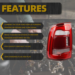 Tail Light Assembly LED Compatible With Dodge Ram 2500 3500 2019-2023 Rear Lamp Left Driver Side 68361721AH (Red Cover)