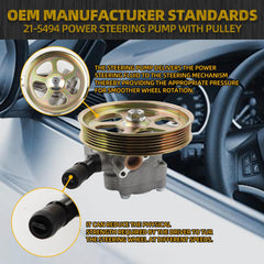 21-5494 Power Steering Pump with Pulley Compatible with Honda Accord Pilot Crosstour 2009-2011 V6 3.5L Replace# 965494 56110RN0A01 56110RN0A02 56110RN0A03