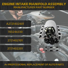 Intake Manifold with Gasket Compatible with 2006-2014 Mercedes Benz C230 C300 C350 E280 E350 GLK350 ML450 S400 SLK300 R350 V6 272 Engine Replaces# 2721402401 2721402201 2721402101 A2721402401