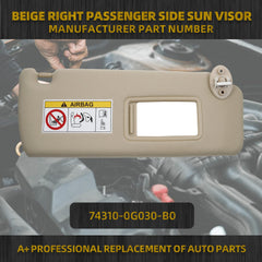 Beige Right Passenger Side Sun Visor Compatible with 2010-2023 Lexus GX460 2009-2023 Toyota Land Cruiser Prado KDJ155 /KDJ150 Replace# 74310-0G030-A0
