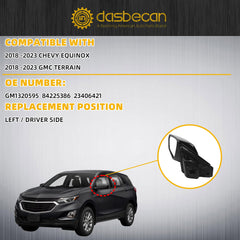 Left Driver Side Mirror Compatible With 2018-2023 Chevy Equinox GMC Terrain with Power Heated Glass/Manual Folding/Blind Spot Light Replace# GM1320595 Black Paint Cover (8pin)