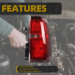 Passenger Side LED Tail Light Compatible with Chevy Tahoe Chevy Suburban 2015 2016 2017 2018 2019 2020 Replace 84467058 GM2800264 RH Taillamp Stop Taillights