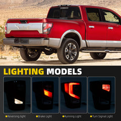 Tail Light Assembly Compatible With 2016-2024 Nissan Titan/Titan XD(Upgrade to 2020-2024 Style) LED Taillight Rear Brake Lamp Passenger and Driver Side Replace# 26555-9FV3B 26550-9FV3B