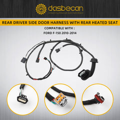 Rear Left Driver Side Door Wiring Harness Compatible with Ford F150 Models 2010-2014, Replaces# AL3Z14631AAA AL3T14633AA,Wire Harness with Rear Heated Seats