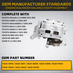 Engine Balance Shaft Assembly Compatible with Toyota Highlander Camry Avalon RAV4 Sienna Scion tC 2.5/2.7L 2012-2018 Replaces# 13620-0V050 13620-36020 1362036020