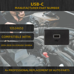 USB-C Compatible with 2019-2020 Chevrolet Chevy SILVERADO SIERRA OEM Replace 13524653