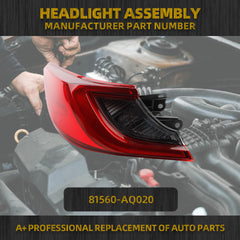 Left Driver Side LED Outer Tail Light Assembly Compatible With 2025-2026 Toyota Camry XLE XSE Rear Tail Lamp Replacement Replace 81560-AQ020