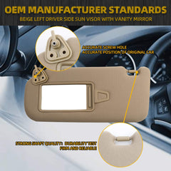 Beige Left Driver Side Sun Visor with Vanity Mirror Compatible with Hyundai Elantra 2007 2008 2009 2010 Replaces# 852012H0208M 85201-2H110-8M 85202-2H110-8M 85201-2H110-4W 85202-2H110-4W