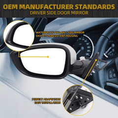 Left Driver Side Door Mirror Compatible with Honda Accord LX Sport 1.5T 2018-2022 Power | Non-Heated | Paint to Match Repalces# HO1320328 76258-TVA-A02, Rear View Mirror (3Pins-White)