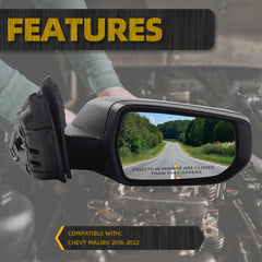 GM1321539 Right Side Mirror Glass Rearview Mirror Assembly 3 Pins Compatible with Chevy Malibu 2016 2017 2018 2019 2020 2021 2022 Replaces 84450515 84725738 Passenger Side