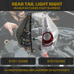 Right Tail Light Compatible with 2012 2013 2014 Toyota Prius C Taillight Lens Cover w/o Bulbs Replaces # 81551-52A80