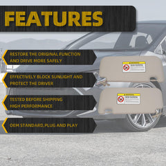 Beige Pair Sun Visor with Vanity Mirror Compatible with Toyota Corolla 2019 2020 2021 2022 2023 2024 Replaces# 74320-02F50-A0