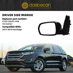 Left Driver Side Mirror Compatible with Ford Edge 2015-2018 Power Heated with Turn Signal Puddle Light Blind Spot Monitor Black 9Pins