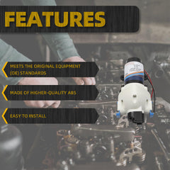 RV Water Pump Compatible with Pump fits 1/2'' NPT pipe or hose Equipped with 2 * 1/2'' Barb and 2 * 1/2'' MNPT adapters suit for most RV OE# R3526144D R3526144A 03526144A