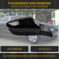 Right passenger Side Door Mirror Compatible with Kia Forte 2017 2018 Heated Manual Folding Power Adjustment Glass Replace# 87620B0000 KI1321213 5Pins-Black Paint