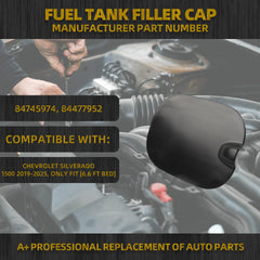 Fuel Tank Filler Cap Door Compatible with Chevy Chevrolet Silverado 1500 2019-2025 Only Fit 6.6 FT Bed OE# 84745974 84477952