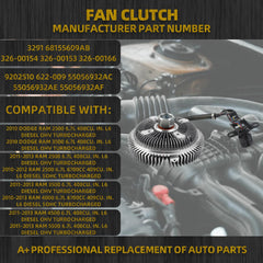 Fan Clutch Compatible with 2010-2013 Dodge RAM 2500 3500 4000 4500 5500 6.7L Diesel OHV Turbocharged OEM Replace 3291 68155609AB 326-00154 326-00153