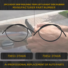 73853-3TA0A Pair Roof Molding Trim Drip Weatherstrip Compatible with Nissan Altima 2013-2018 Replace# 73852-3TA0A, Rubber Sealing Strips