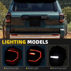 LED Tail Light Assembly Compatible with 2025 2026 Toyota 4Runner Rear Lamp Black Trim Taillight Right Passenger Side Replace# 81551-35410