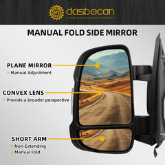 Driver Side Mirror 5VE99JXWAF Compatible with Ram Promaster 1500 2500 3500 2014-2021 Manual Non-Heated Glass Turn Signal w/Temp Sensor Textured Black Replaces#CH1320417