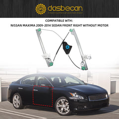 Power Window Regulator Without Motor Compatible with Nissan Maxima 2009-2014 Sedan Front Right Passenger Side Replaces 752-459 80720-9DH0A 80720-9DH1A 80720-9N00A