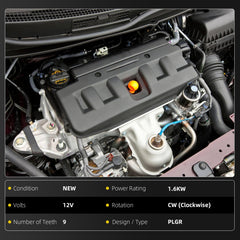 Starter Motor Compatible with Honda Civic CR-V Crosstour 2012-2015 ; Acura ILX 2013-2015 L4 2.4 L 12V 6KW Replaces# 19280N 31200RX0A01