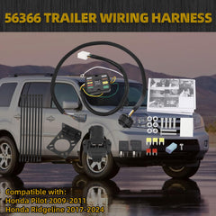 56366 Trailer Wiring Harness Compatible with 2007-2025 Honda Ridgeline 2009-2011 Honda Pilot 4-Pin Connector Towing Wiring Kit