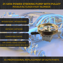 21-5494 Power Steering Pump with Pulley Compatible with Honda Accord Pilot Crosstour 2009-2011 V6 3.5L Replace# 965494 56110RN0A01 56110RN0A02 56110RN0A03