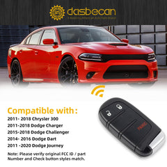 2PCS Key Fob Replacement Compatible with Chrysler 300 2011-2018 Dodge Charger Challenger Dart Journey 2011-2020 Keyless Entry Remote Control Replaces M3N-40821302 ID46 Chip 433MHz 3 Buttons