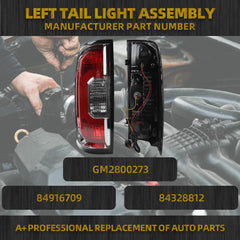 Left Tail Light Assembly Compatible with 2015-2022 GMC Canyon (Denali,SL,SLE,SLT,Elevation AT4), Rear Lamp Outer Driver Side w/Halogen Bulbs Replaces# GM2800273 84916709