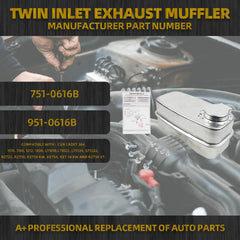 Twin Inlet Exhaust Muffler Compatible With MTD Cub Cadet LT-1018 LT-1022 LT-1024 RZT50 RZT54 RZT42 RZT50KH Replace# 751-0616B 951-0616B