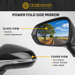 Driver Side Mirror Compatible with Lexus NX200t NX300 NX300h 2018-2021 Power Folding Adjustment Glass Heated with Turn Signal Light Left Exterior Door Mirror Replaces 8794078012 8Pins