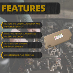 Beige Right Passenger Side Sun Visor with Vanity Mirror Compatible with Hyundai Elantra 2007 2008 2009 2010 Replaces# 852012H0208M 85201-2H110-8M 85202-2H110-8M 85201-2H110-4W 85202-2H110-4W