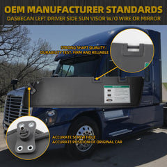 Left Driver Side Luxury Sport Truck Sun Visor Shade Assembly w/o Wire or Mirror Compatible with Freightliner Cascadia 2007-2017 (After June 2007) Replace# 924-8005