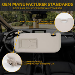 Beige Pair Sun Visor with Vanity Mirror Compatible with Toyota Corolla 2019 2020 2021 2022 2023 2024 Replaces# 74320-02F50-A0