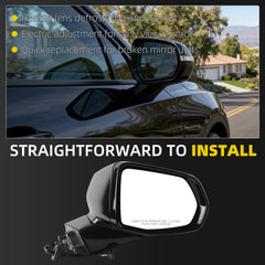 Rear View Mirror Assembly Compatible with Chevy Chevrolet Blazer 2019-2025 Manual Folding Heated Power Glass Turn Signal Light Replace 84539678 Right Passenger Side Black(7Pins)