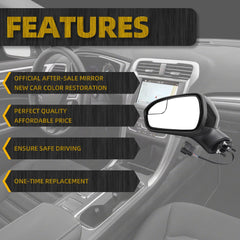 Left Driver Side Mirror Assembly Compatible with Ford Fusion 2016-2022 Rear view Mirror | Electric Adjustment |Black | Replace# FS7Z-17683-B | 3Pins
