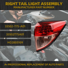 Right Tail Light Assembly Compatible With Honda HRV 2016 2017 2018 Passenger Side LED Brake Light Replaces # 33502T7SA01 HO2805109