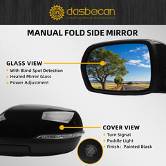 Left Driver Side Mirror Compatible with Ford Edge 2015-2018 Power Heated with Turn Signal Puddle Light Blind Spot Monitor Black 9Pins