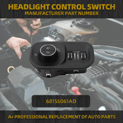 Headlight Fog Light Switch Compatible with 2019-2024 Dodge Ram 1500/2500/3500 Headlight Lamp Control Moudle Replace #68156061AD