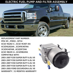 PFB101 6.0 Powerstroke Fuel Pump and Filter Assembly Compatible with Ford F250 F350 F450 F550 Super Duty Excursion V8 2003-2007 Replace# 6C3Z-9G282-C, with Harness