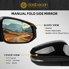 Passenger Side Door Mirror Compatible with 2016 2017 2018 Toyota RAV4 Heated Power Adjustable Manual Fold Spotter Mirror W/Turn Signal Rear View Right Black 7 Pins TO1321346