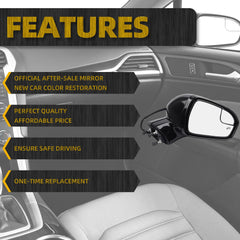 Right Passenger Side Mirror Assembly Compatible with Ford Fusion 2013-2016 Power | Heated | Turn Signal | Puddle Light | Manual Folding | FS73-17682 | Paintable | 7Pins